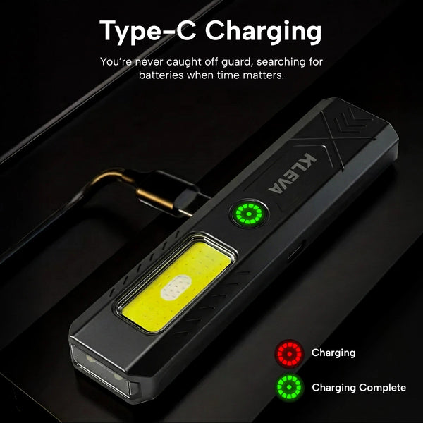 Kleva power bank with Type-C charging feature on a dark background