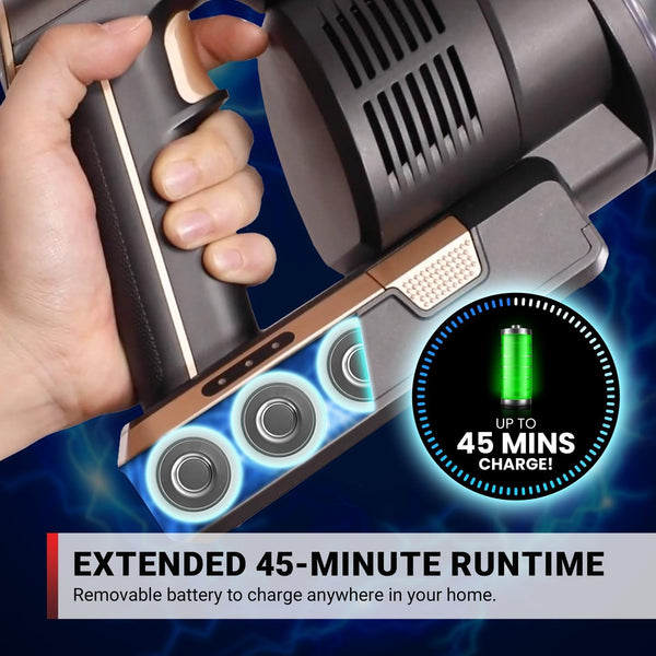 KRAPOF® Super Slim Power Vac Cordless Stick Vacuum + Extra FREE Second Battery + Extra Filter