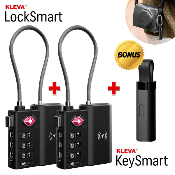 Kleva TSA LockSmart Travel Tag Bluetooth Tracker for Apple Find My + FREE Travel Tips ebook
