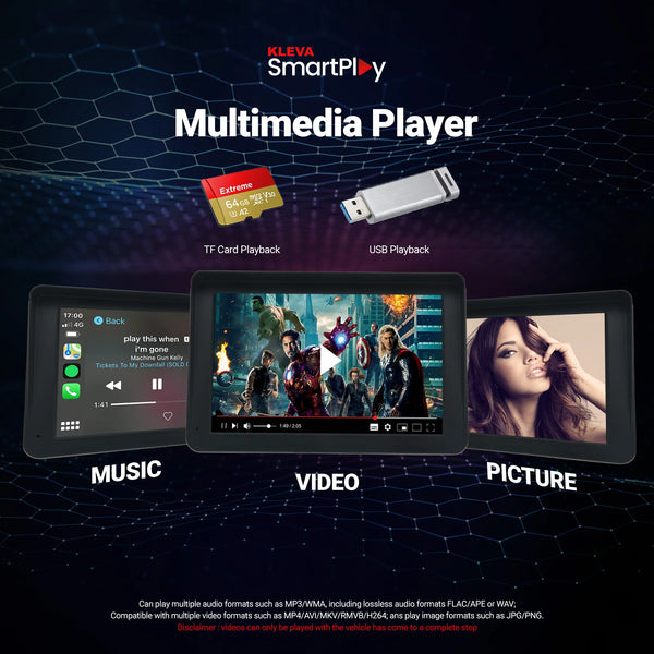 Kleva Smartplay multimedia player supporting TF card USB playback for music video and photos