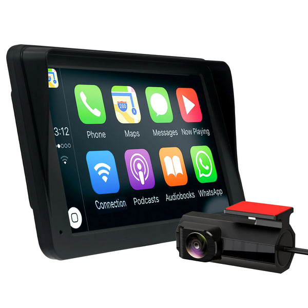 Kleva Smartplay portable Apple CarPlay touchscreen display with external rear view camera