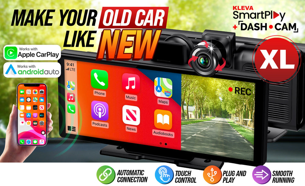 Kleva SmartPlay XL Plus Dash Cam 10" HD Universal Touchscreen Apple Kleva Range Everyday