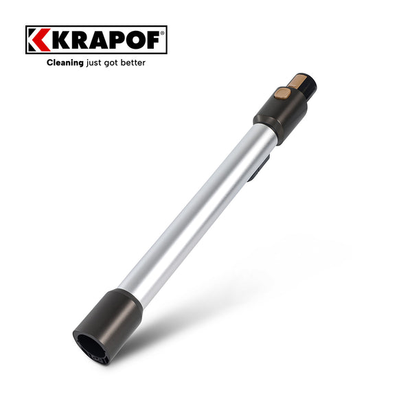 A Stick Pole For KRAPOF® Super Slim Power Vacuum by Kleva Range, featuring metal and plastic construction with black and gold accents, is displayed on a white background. The Krapof logo and slogan appear in the top left corner.