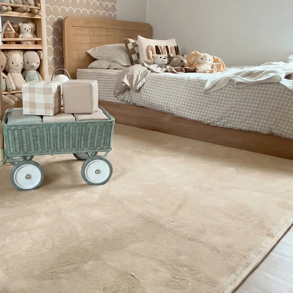Cream tatami floor mat in kids bedroom, soft Japanese floor mat tatami for cosy play and reading corner