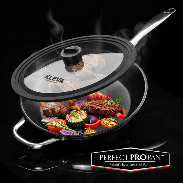 [Email Exclusive] Perfect Pro Pan Premium Non-Stick 26cm Frying Pan + Universal Glass Lid with Built In Timer