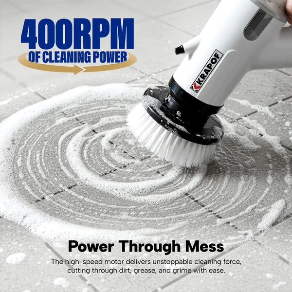 400RPM electric spin scrubber deep cleaning tiled floor removing dirt and grime with rotating brush