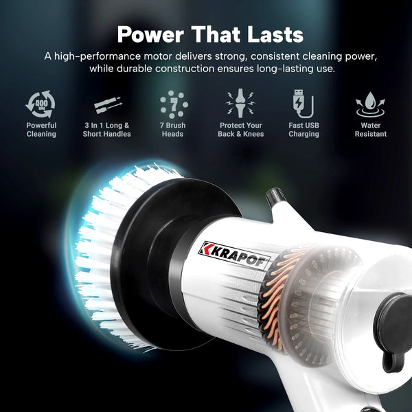 High-performance electric spin scrubber motor delivering powerful deep cleaning performance