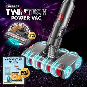KRAPOF® TwinTech Power Vac Cordless 2-in-1 Ultra Slim Handheld Stick Vacuum