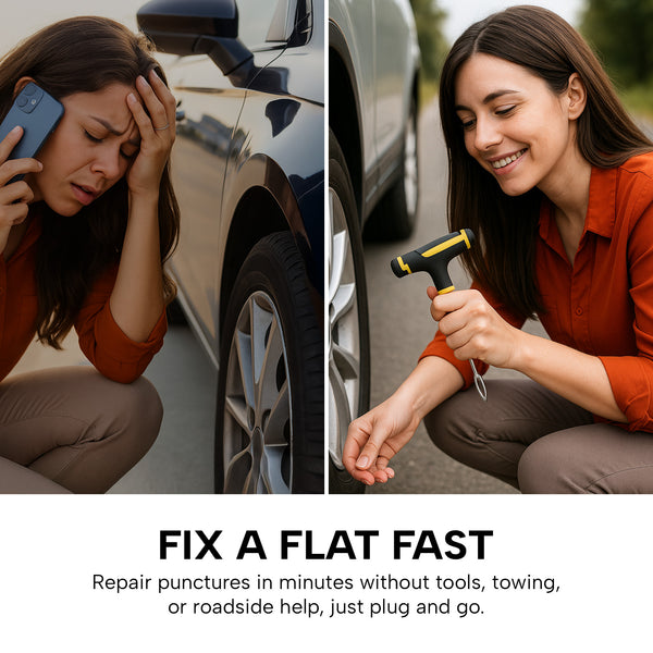 Emergency kit to fix flat tyres in minutes.