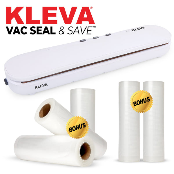 Kleva® Vac Seal & Save Food Saver Vacuum Sealer + FREE Sealer Bags Rolls