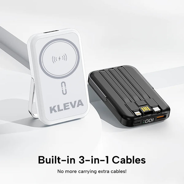 Kleva electronic device with wireless charging pad on a white background