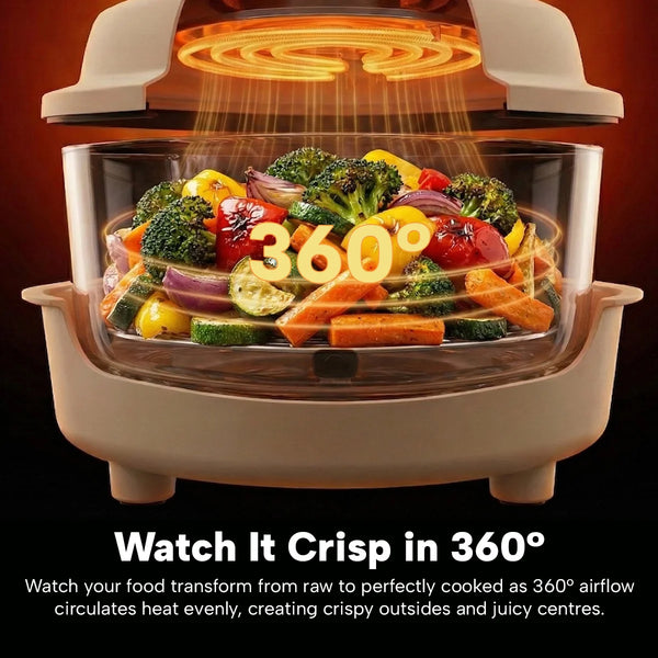 KLEVA® Clear Crisp Glass Air Fryer 360° all around heating
