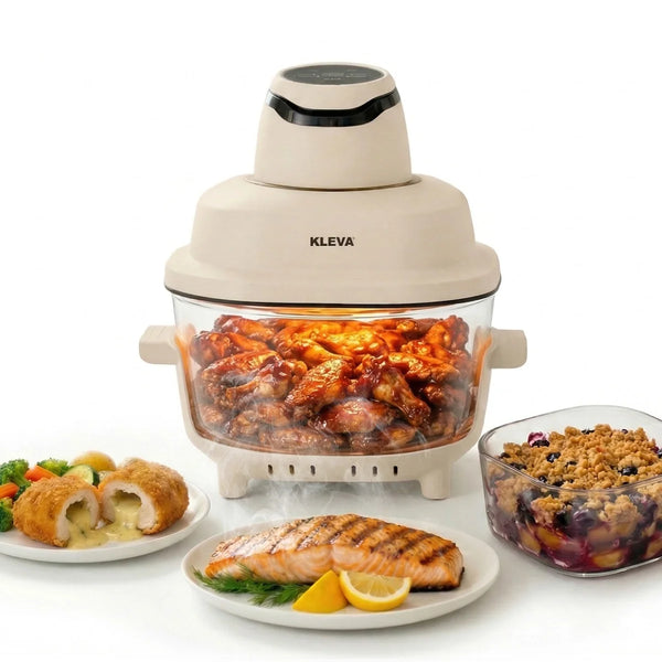 Kleva Clear Crisp air fryer with glass bowl cooking crispy chips and healthy meals
