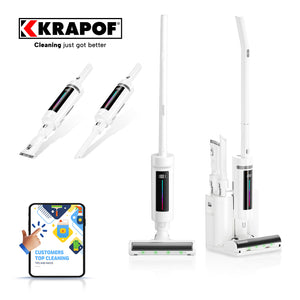 Krapof cleaning device with smartphone app on a white background