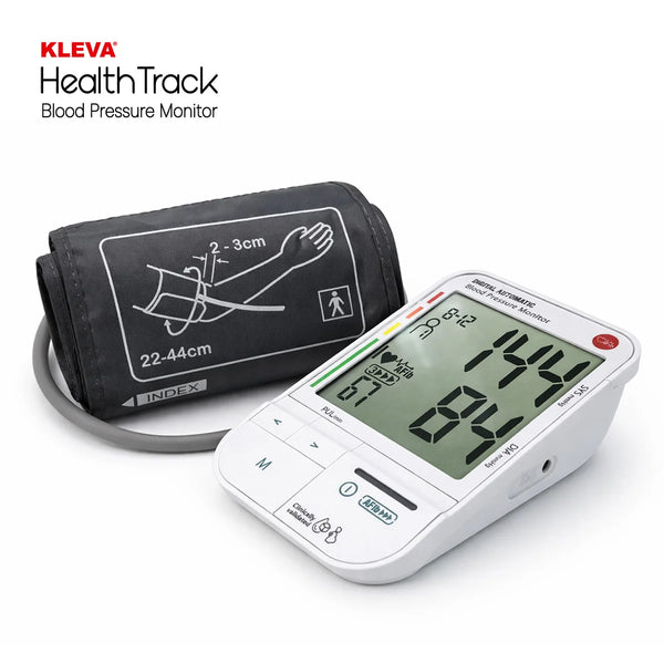 Kleva HealthTrack digital blood pressure monitor with adjustable arm cuff for accurate home blood pressure readings