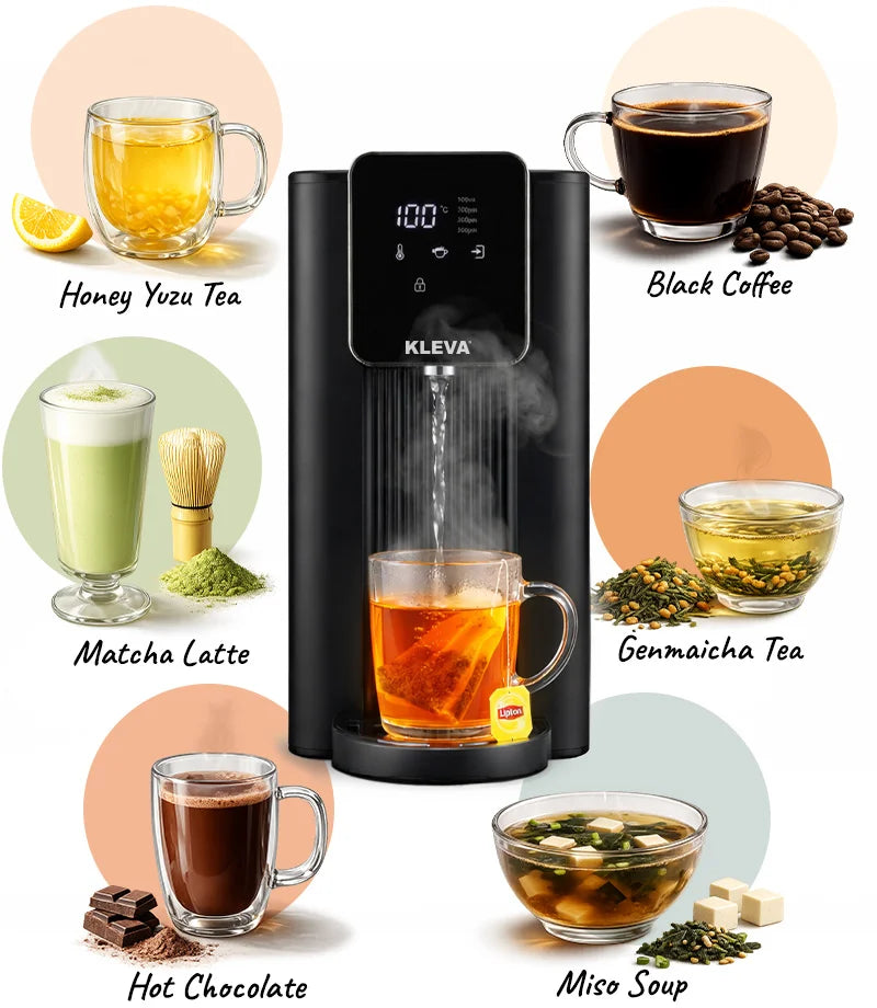 Multi-use instant hot water dispenser preparing tea coffee matcha hot chocolate and soup quickly