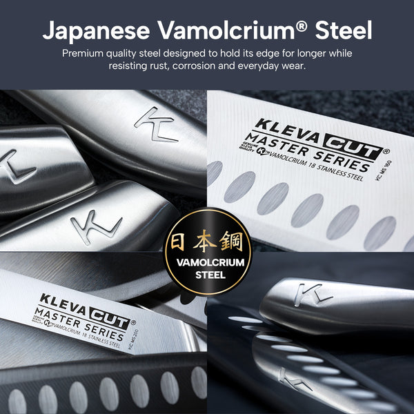 Premium stainless steel kitchen knife set with Japanese-inspired design and corrosion-resistant blades
