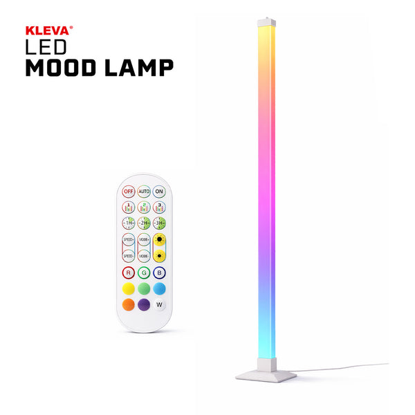 Kleva LED mood lamp with remote control on a white background