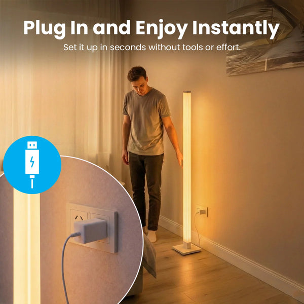 Plug-in LED mood lamp with slim modern design and easy setup