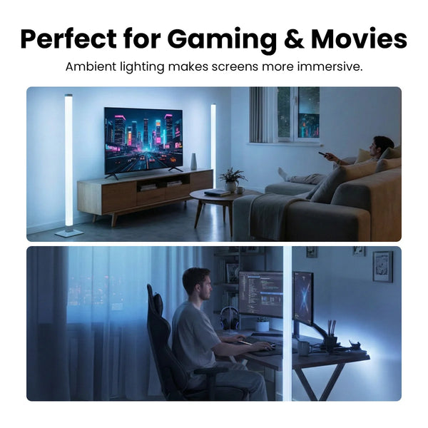Ambient LED corner floor lamp for gaming room and home theatre lighting