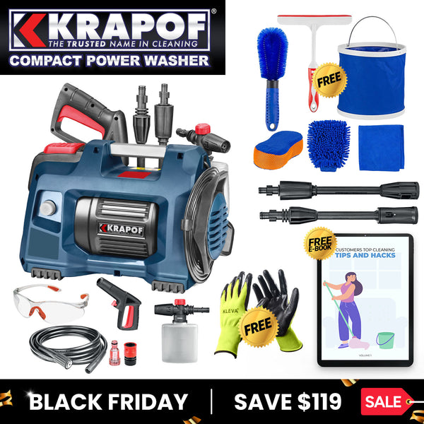 KRAPOF® Compact Electric Pressure Washer + BONUS Gifts + Cleaning E-Book