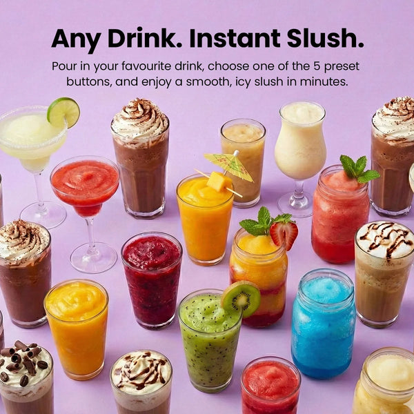 Assorted frozen slush drinks made with slushie machine