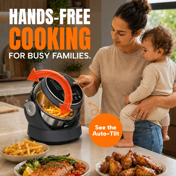 KLEVA® Spin Crisp IQ Rotating Digital Air Fryer 6L - One Touch Auto Shaking