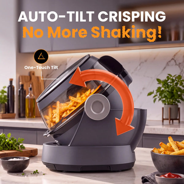KLEVA® Spin Crisp IQ Rotating Digital Air Fryer 6L - One Touch Auto Shaking