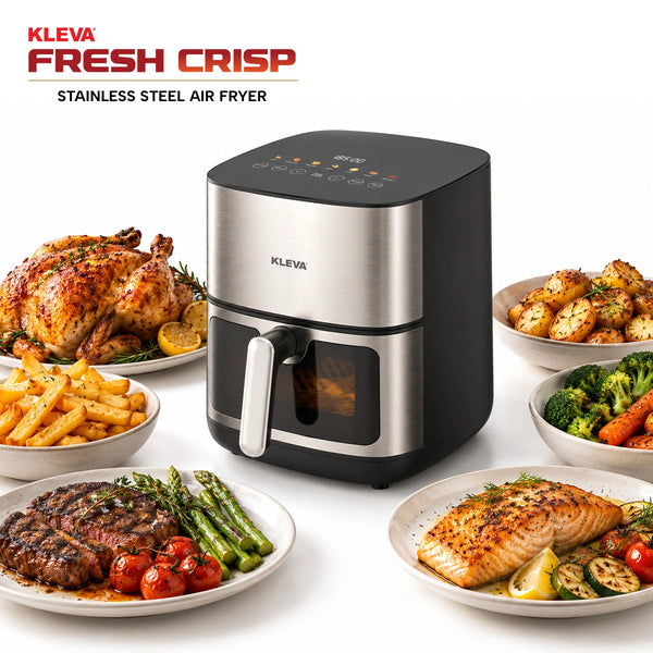 KLEVA® Fresh Crisp Stainless Steel Air Fryer 6.3L - Dual Heating Top & Bottom