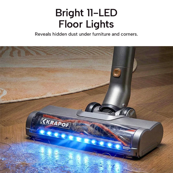 Slim Vac cordless vacuum cleaner with LED floor lights revealing hidden dust and pet hair