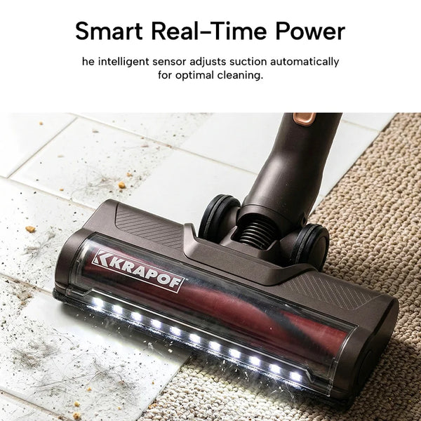 Slim Vac cordless vacuum with smart real time suction power adjustment cleaning tile floor