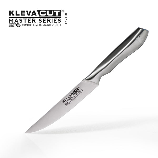 The Kleva Range KlevaCut® Master Series Professional Utility Knife - 11.5cm is displayed against a white background, with branding and details in the top left corner. The blade features the KlevaCut Master Series logo.