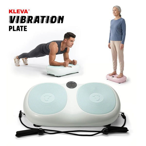 Kleva vibration plate machine with resistance bands for full body workout and home fitness use