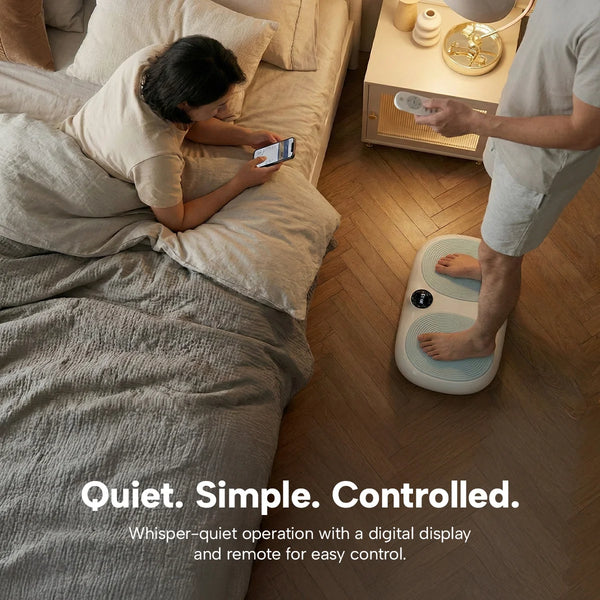 Quiet home vibration plate with remote control and digital display for easy operation