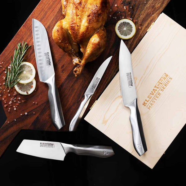 KlevaCut® LIMITED EDITION 4 Piece Premium Knife Set With BONUS Bamboo Case Kitchen Knives Kleva Range - Everyday Innovations   