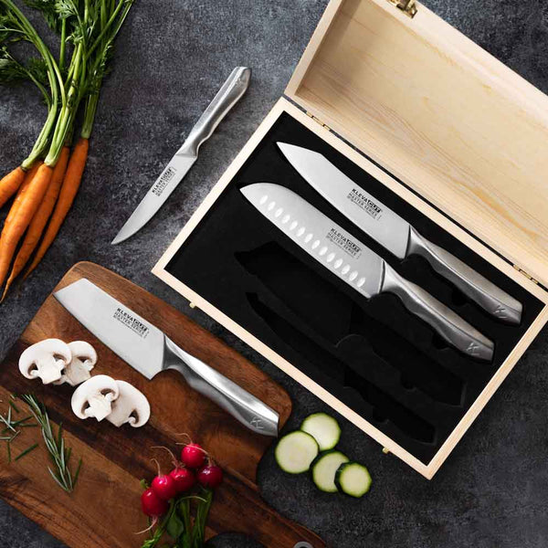 KlevaCut® LIMITED EDITION 4 Piece Premium Knife Set With BONUS Bamboo Case Kitchen Knives Kleva Range - Everyday Innovations   