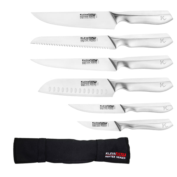 6 Piece Professional KlevaCut® Master Series Knife Set - BONUS Knife Satchel Kitchen Knives Kleva Range   