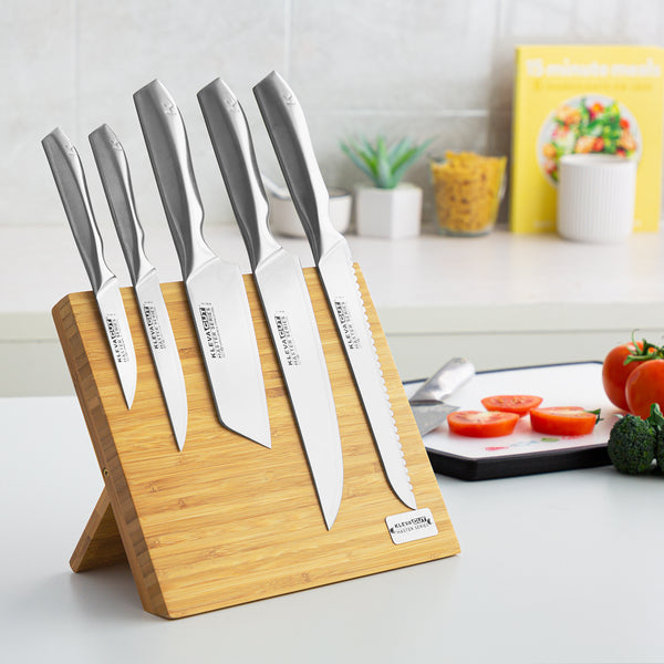 Kleva® Bamboo Magnetic Knife Block! Store Your Knifes Safely And Securely! Kitchen Knives Kleva Range   