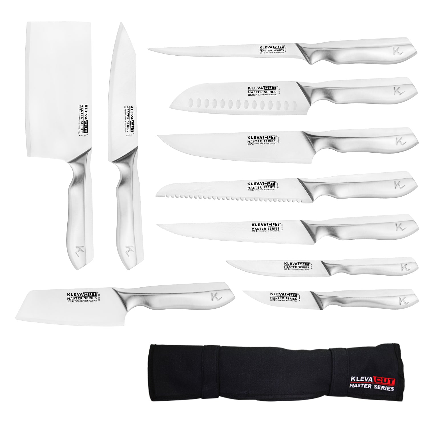 KlevaCut® Master Series Set 10pc Complete Professional Chef Knife Set! Kitchen Knives Kleva Range   