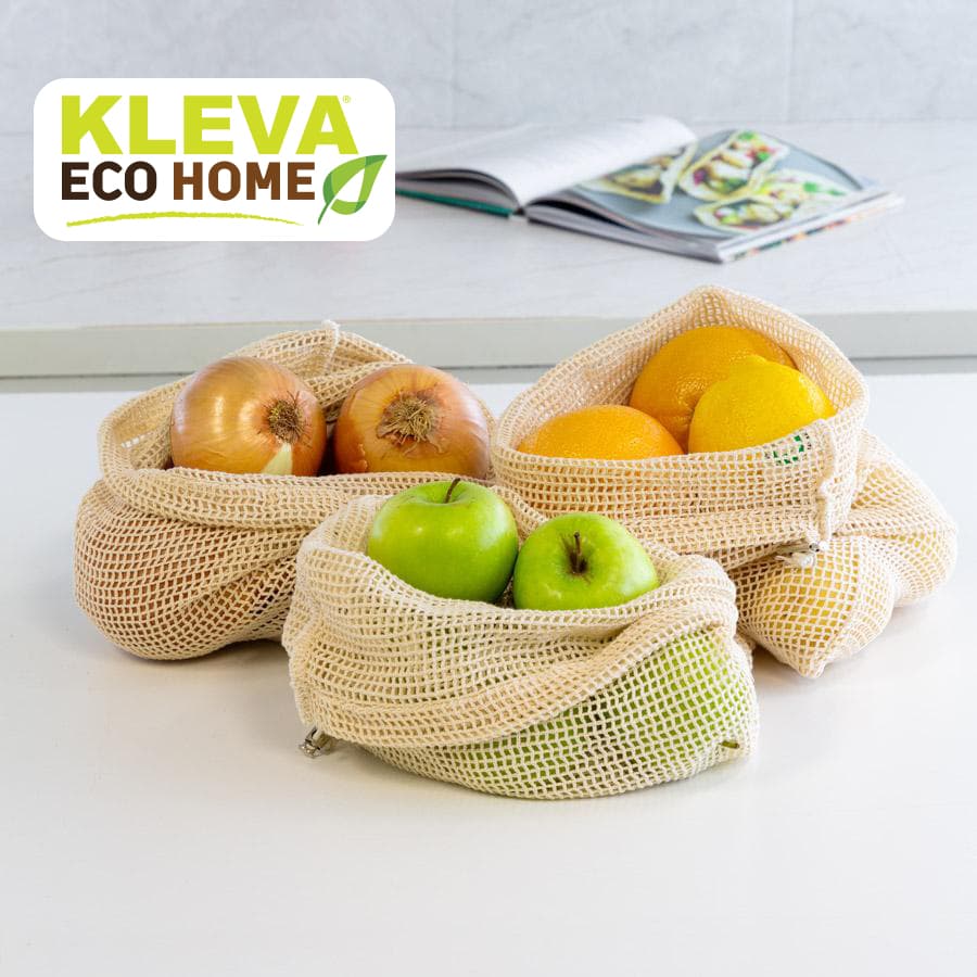 Eco Friendly Pure Organic Cotton Produce Bags - 3 Pack Kitchen Kleva Range - Everyday Innovations   