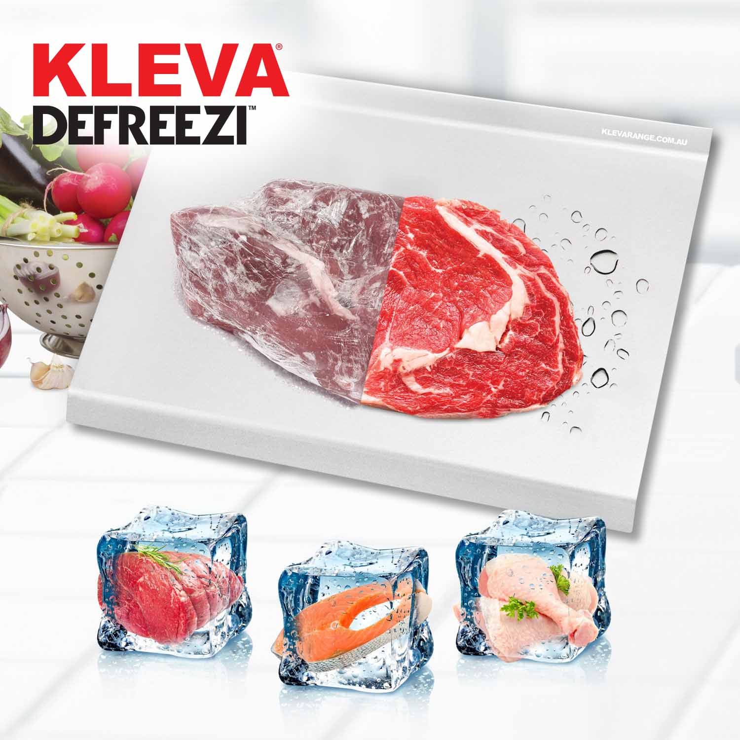 Defreezi® Defrosting Tray De-Thaw Meat + Frozen Food Up To 5x Faster! Defrost Kleva Range   