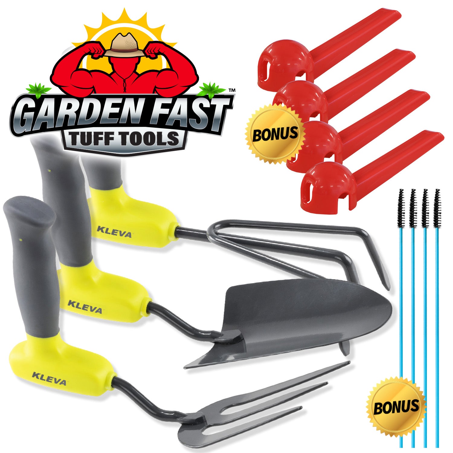 Garden Fast Tuff Tools™ Carbon Steel 3-Piece Comfort Gardening Tools - Over $50 In FREE Gifts TV Offer Kleva Range - Everyday Innovations   