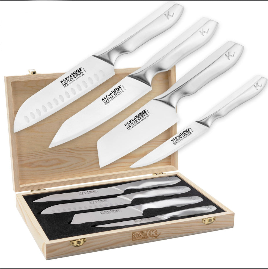 KlevaCut® LIMITED EDITION 4 Piece Premium Knife Set With BONUS Bamboo Case  Woolworths Marketplace   