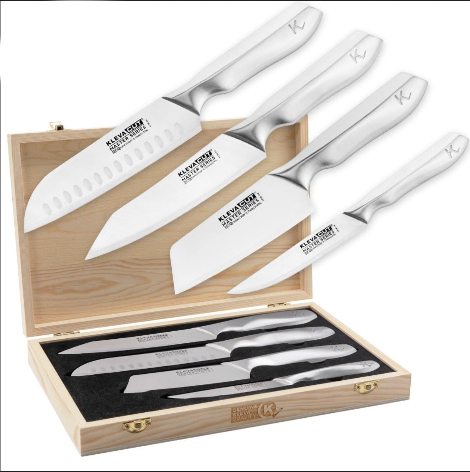 KlevaCut® LIMITED EDITION 4 Piece Premium Knife Set With BONUS Bamboo Case  Bunnings Marketplace   