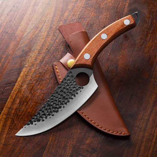 Versatile Stainless Steel Knife With Leather Sheath Kitchen Knives Kleva Range   