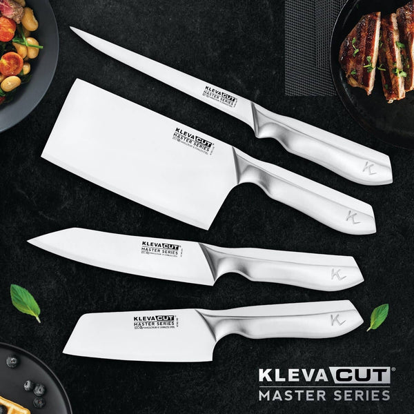 Speciality 4 Piece KlevaCut® Master Series Knife Set + Universal Knife Block Kitchen Knives Kleva Range   