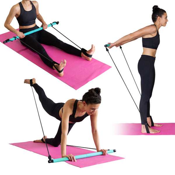 Fast N Firm Pilates Power Bar + Resistance Bands For Full Body Workout At Home Health & Fitness Kleva Range - Everyday Innovations   