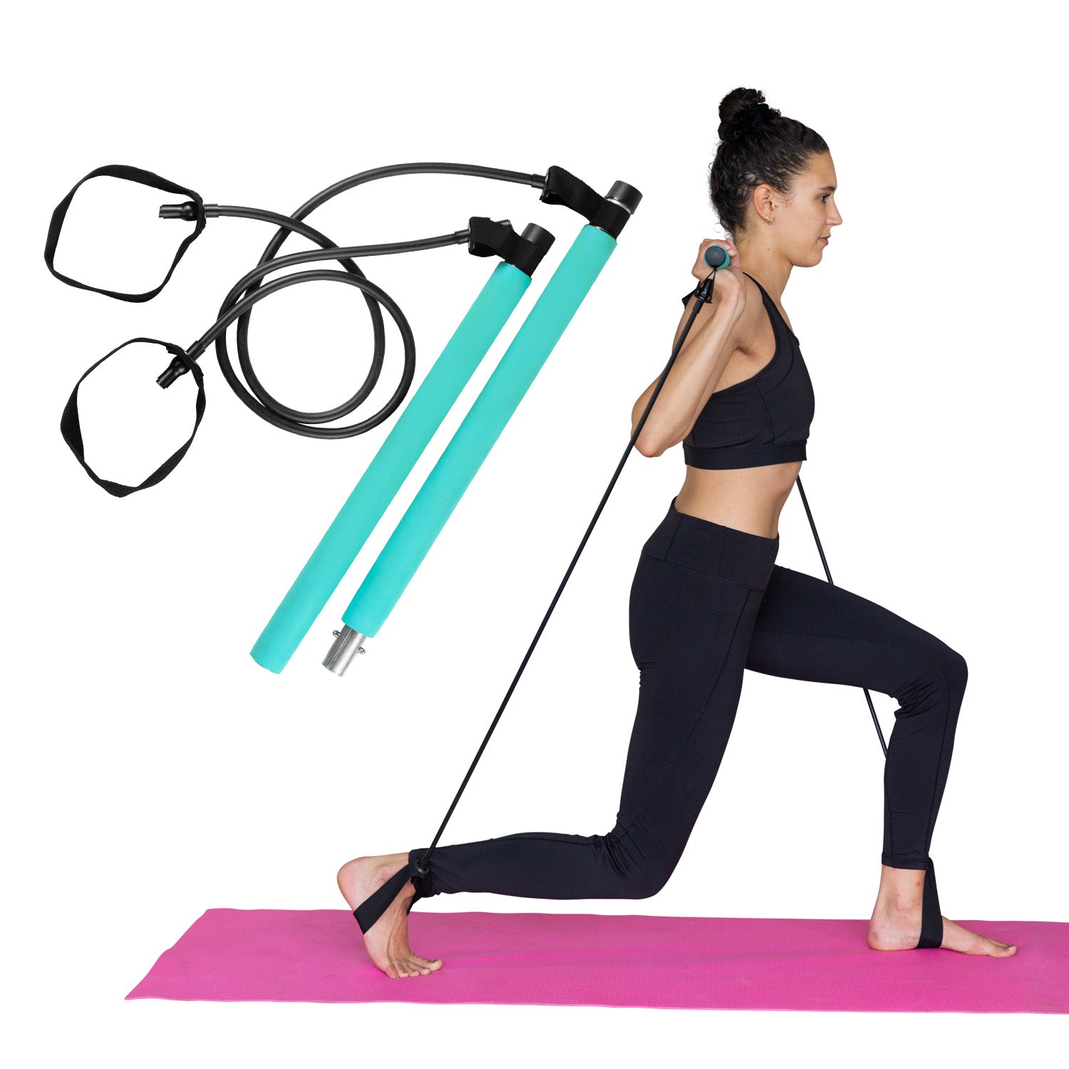 Portable Pilates Bar Kit Home Exercise Stick With Resistance Band