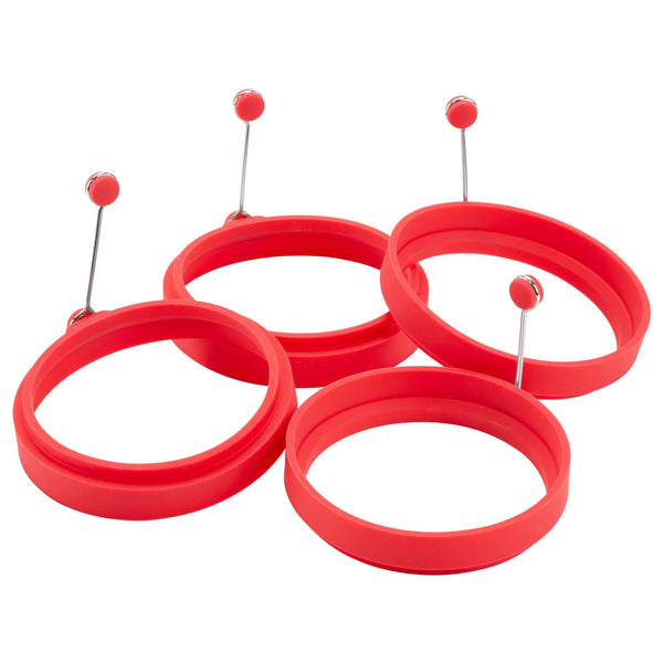 Kleva Silicone Egg Rings - Make Perfect Eggs Every Time! Kitchen Gadget Kleva Range - Everyday Innovations Red 4 Egg Rings 