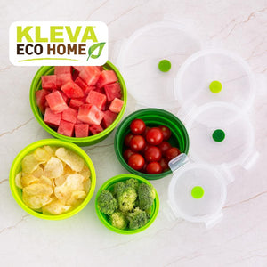 Collapsible Silicone Food Container 4 Pack - Eco Friendly Alternative! Kitchen Kleva Range - Everyday Innovations   